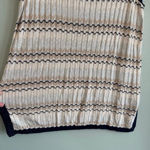 Wendy Williams Sweater Vest Womens XL Ivory Chevron Metallic Open Knit Pullover - Picture 5 of 7